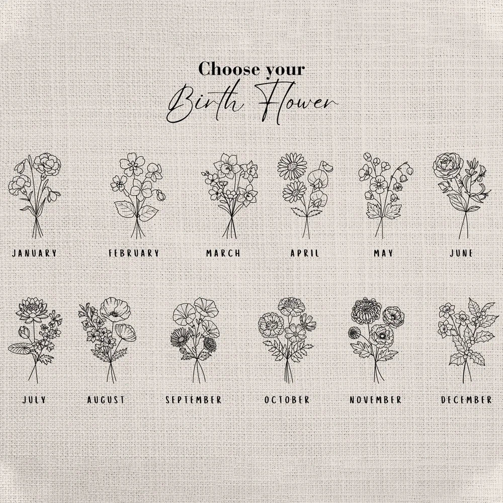 Personalized Name Birth Flower Leather Keychain