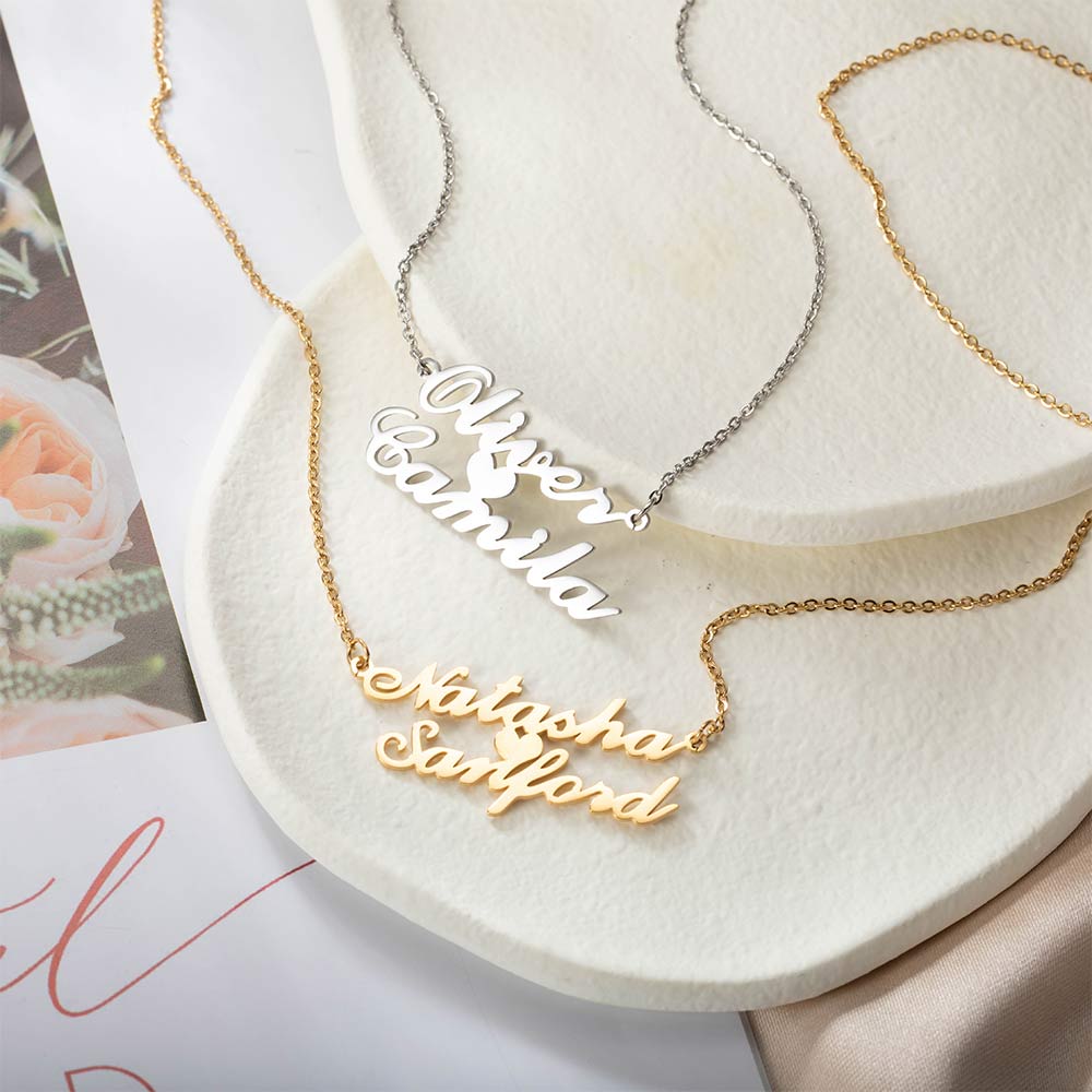 Double Names Heart Necklace