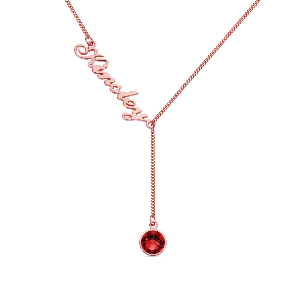 Personalized Name & Birthstone Lariat Necklace