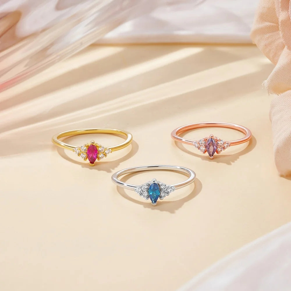 Personalized Marquise Cut Birthstone Ring