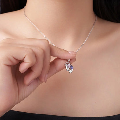 Custom Baby Feet Double Birthstone Necklace