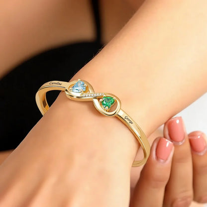 Personalized Infinity Bangle with Names & Birthstones