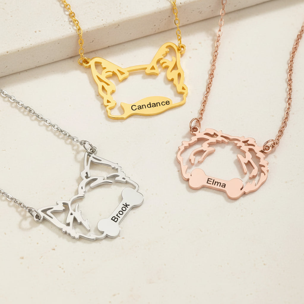 Custom Pet Ears Name Necklace
