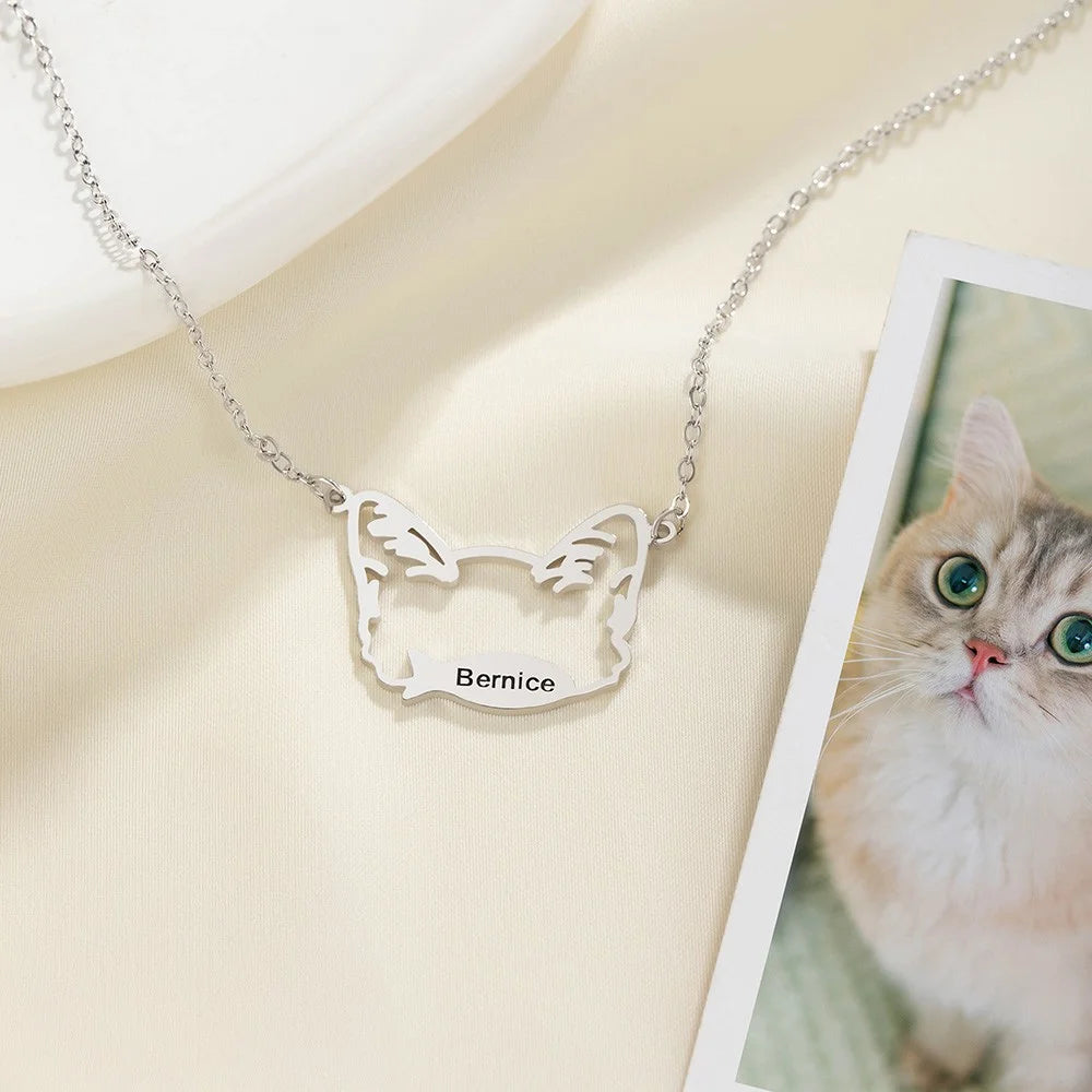 Custom Pet Ears Name Necklace