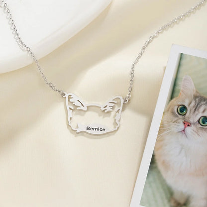 Custom Pet Ears Name Necklace