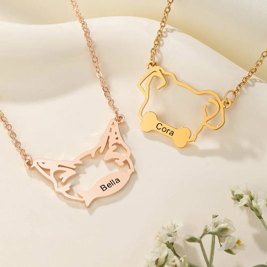 Custom Pet Ears Name Necklace