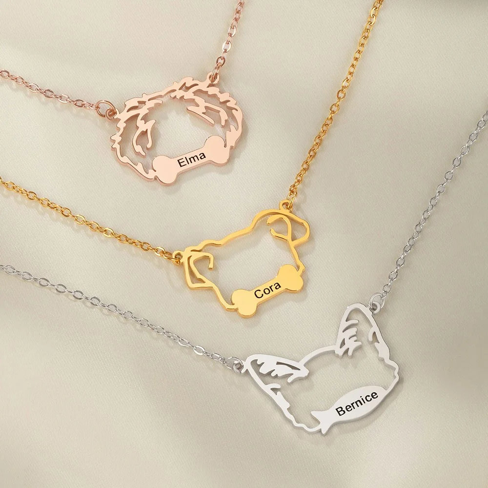 Custom Pet Ears Name Necklace