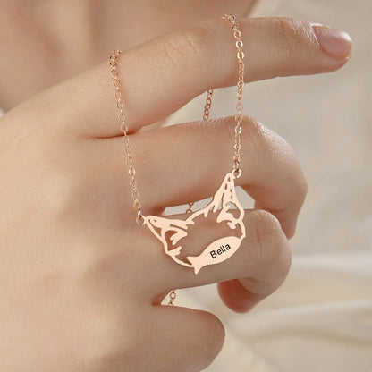 Custom Pet Ears Name Necklace