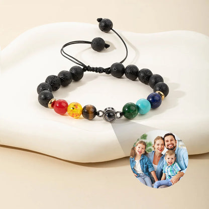 Custom Natural Gemstone Photo Projection Bracelet