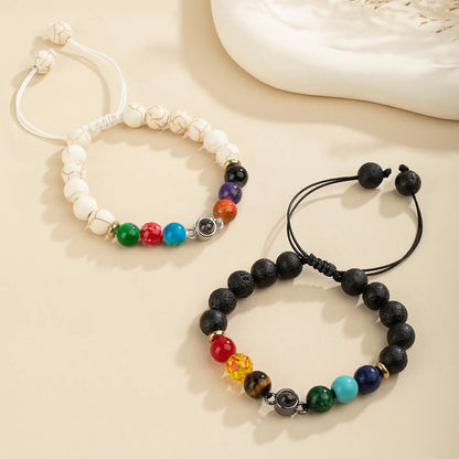 Custom Natural Gemstone Photo Projection Bracelet