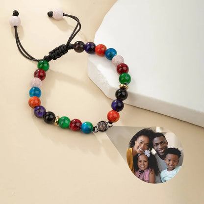 Custom Natural Gemstone Photo Projection Bracelet