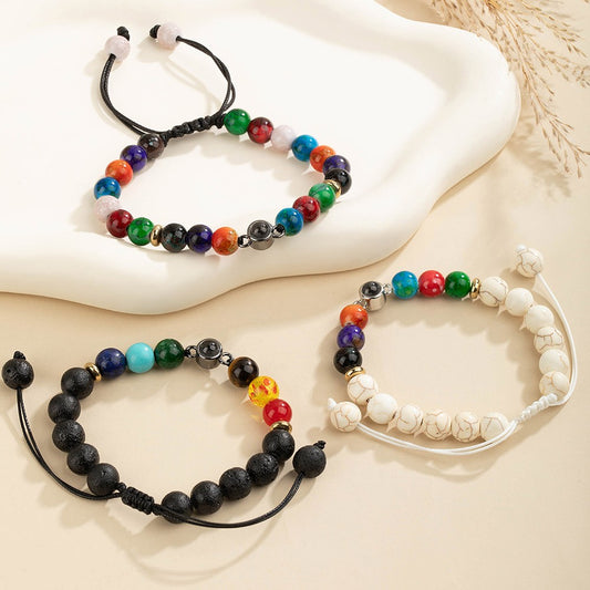 Custom Natural Gemstone Photo Projection Bracelet