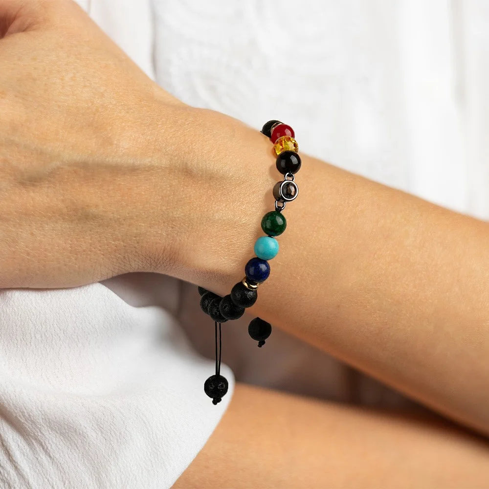 Custom Natural Gemstone Photo Projection Bracelet
