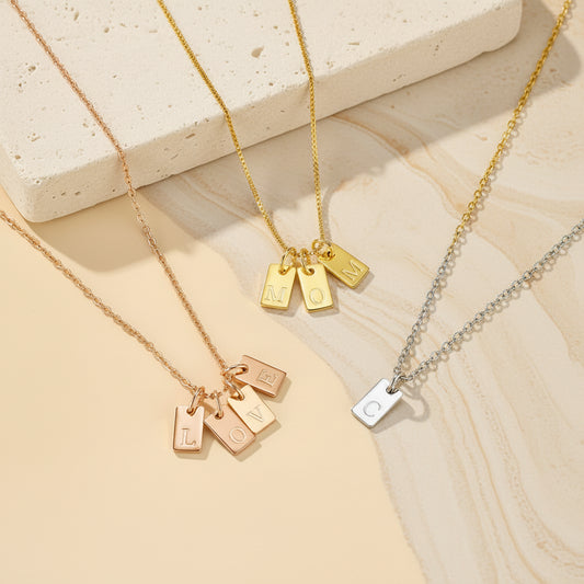 Custom Engraved 1-5 Initials Charm Necklace