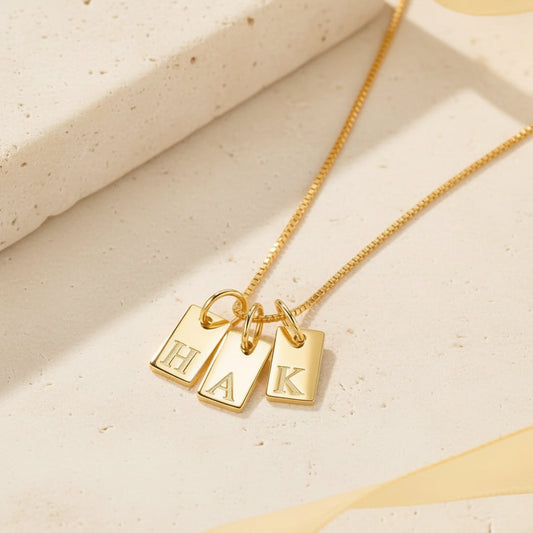 Custom Engraved 1-5 Initials Charm Necklace