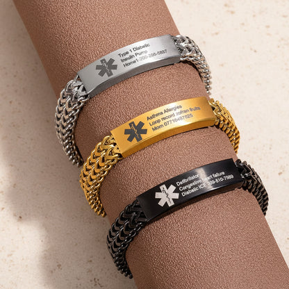 Custom Engraved Medical Alert ID Bracelet