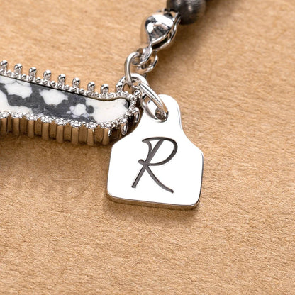 Personalized Cow Navajo Pearl Necklace with Initial Ear Tag