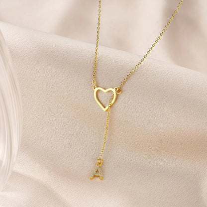 Custom Initial Heart Lariat Necklace