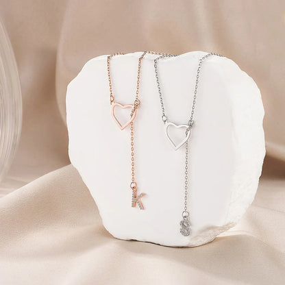 Custom Initial Heart Lariat Necklace