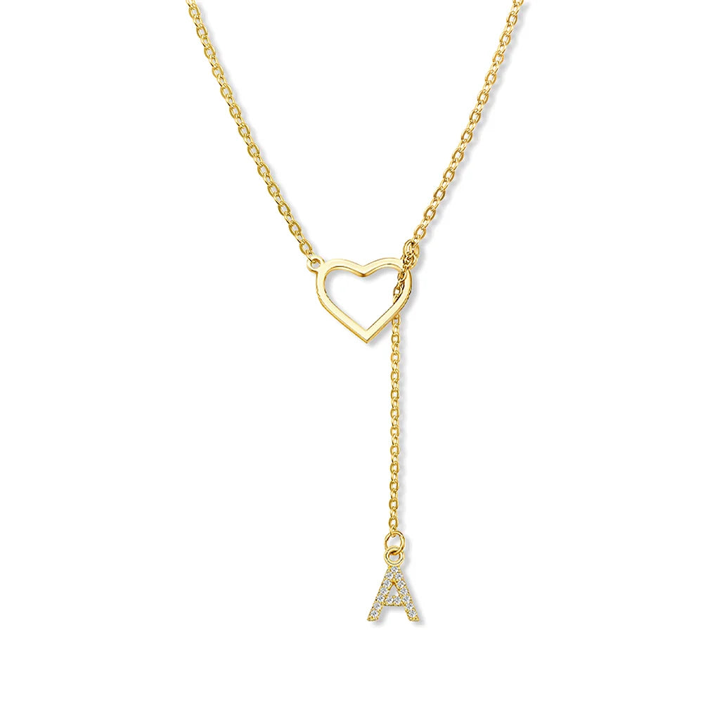 Custom Initial Heart Lariat Necklace