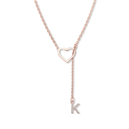 Custom Initial Heart Lariat Necklace