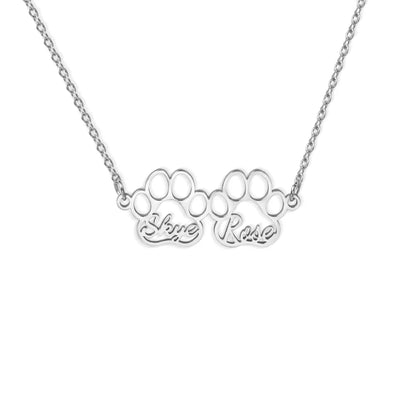 Custom Combined Pet Paw Names Necklace