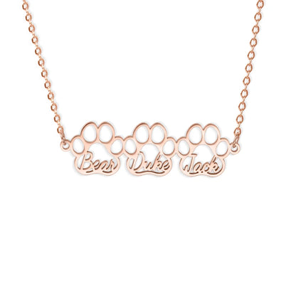 Custom Combined Pet Paw Names Necklace