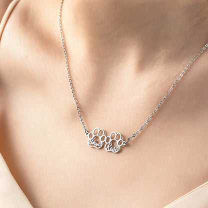 Custom Combined Pet Paw Names Necklace