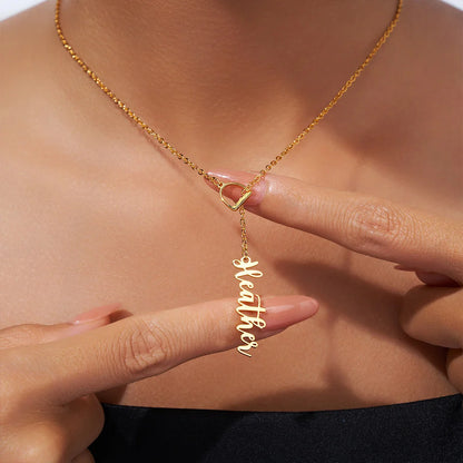 Personalized Name Stirrup Lariat Necklace