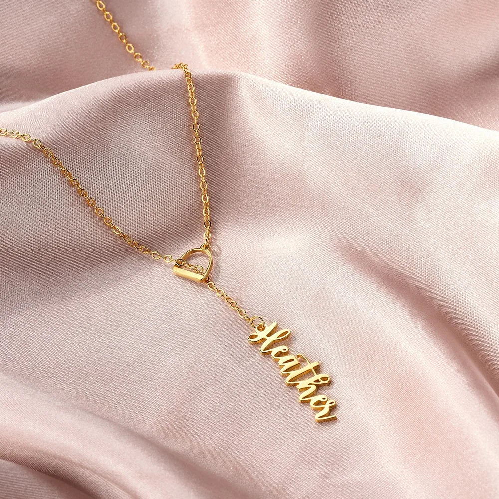 Personalized Name Stirrup Lariat Necklace