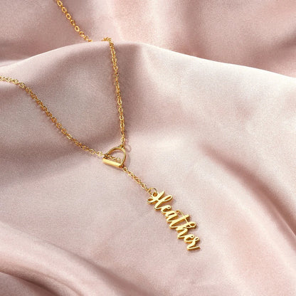 Personalized Name Stirrup Lariat Necklace