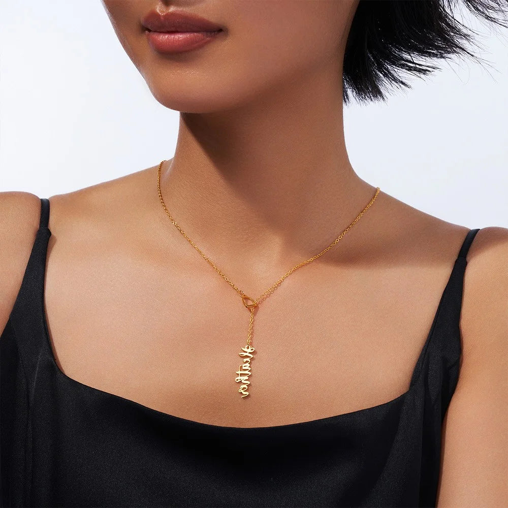 Personalized Name Stirrup Lariat Necklace