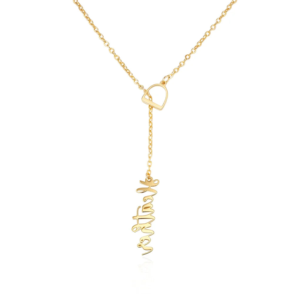 Personalized Name Stirrup Lariat Necklace
