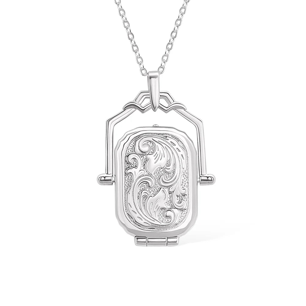 Custom Vintage Engraved Photo Locket Necklace