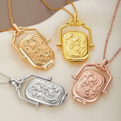 Custom Vintage Engraved Photo Locket Necklace