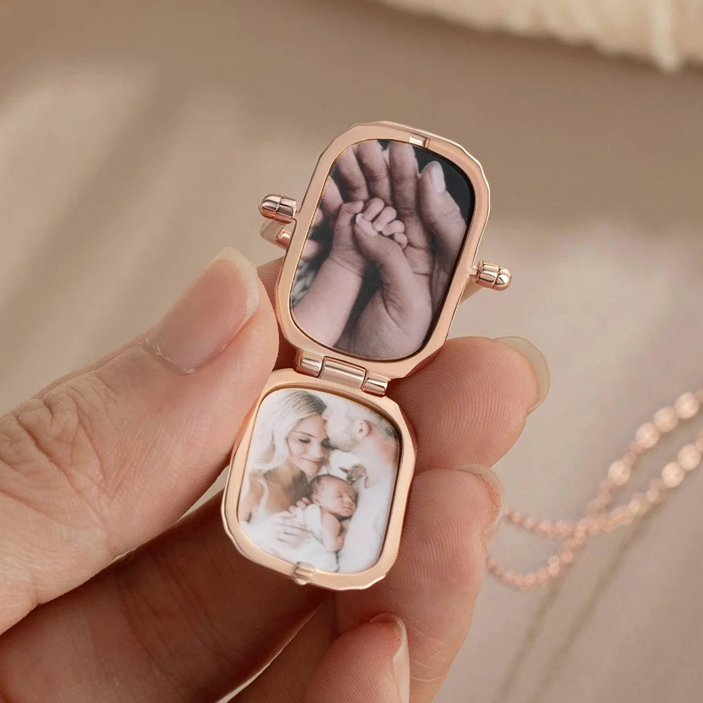 Custom Vintage Engraved Photo Locket Necklace