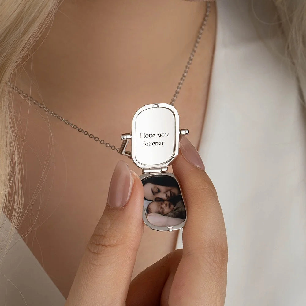 Custom Vintage Engraved Photo Locket Necklace