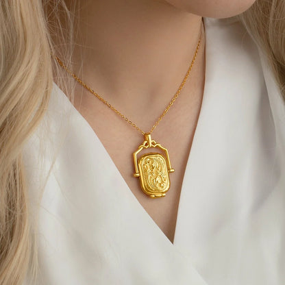 Custom Vintage Engraved Photo Locket Necklace