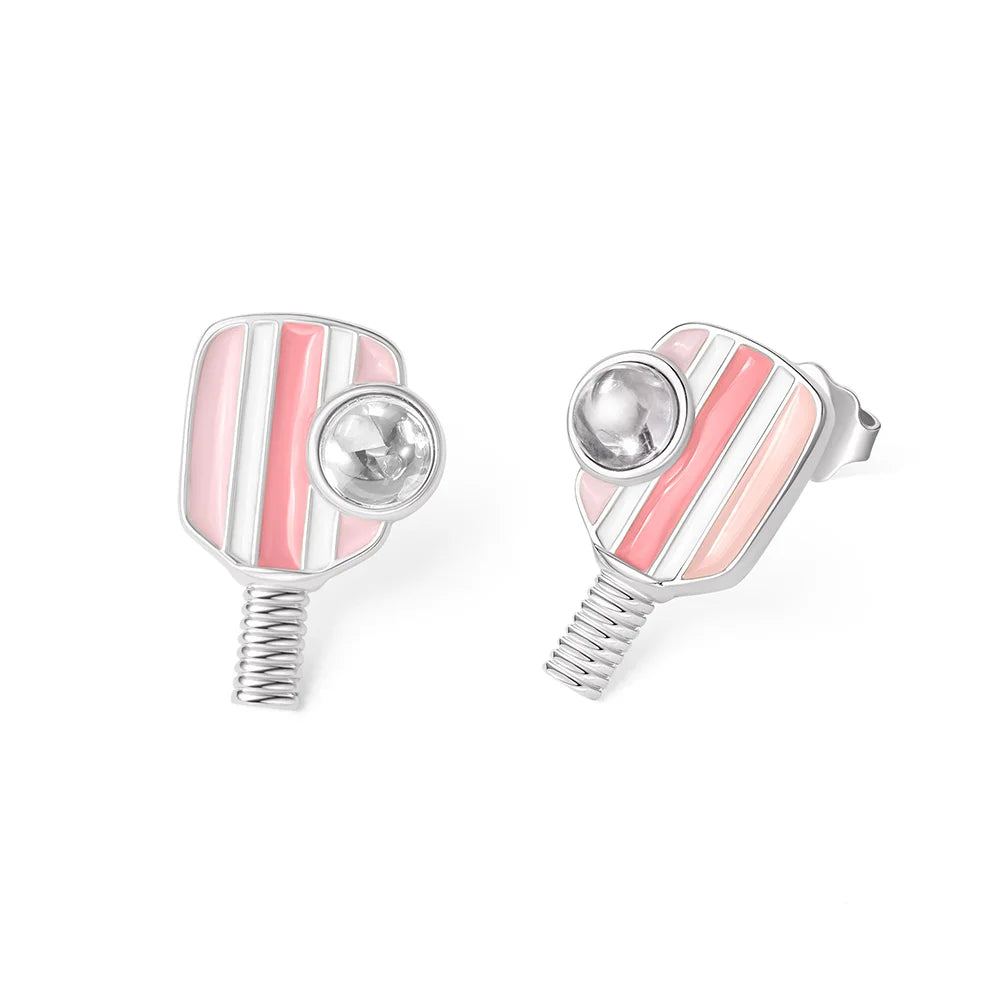 Custom Retro Pickleball Birthstone Stud Earrings