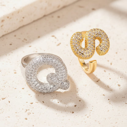 Personalized Pave Bubble Initial Ring