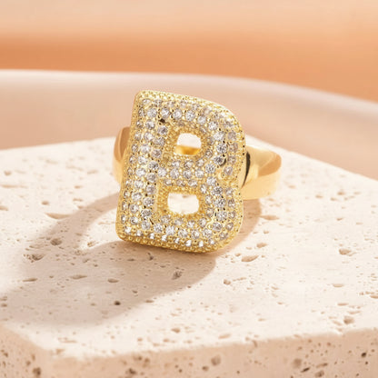 Personalized Pave Bubble Initial Ring