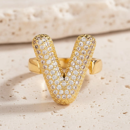 Personalized Pave Bubble Initial Ring