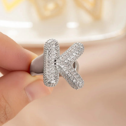 Personalized Pave Bubble Initial Ring