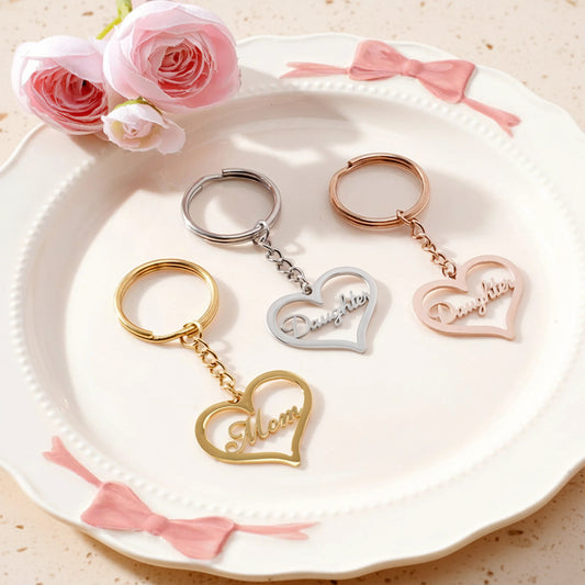 Personalized Name Heart Keychain