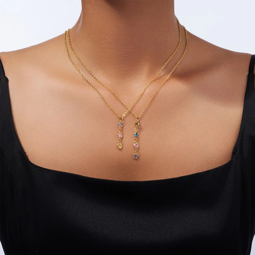 Custom 1-8 Birthstones Lariat Necklace