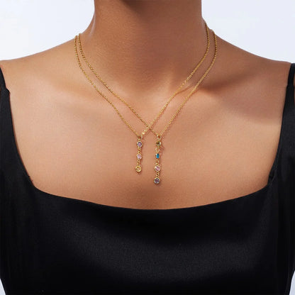 Custom 1-8 Birthstones Lariat Necklace