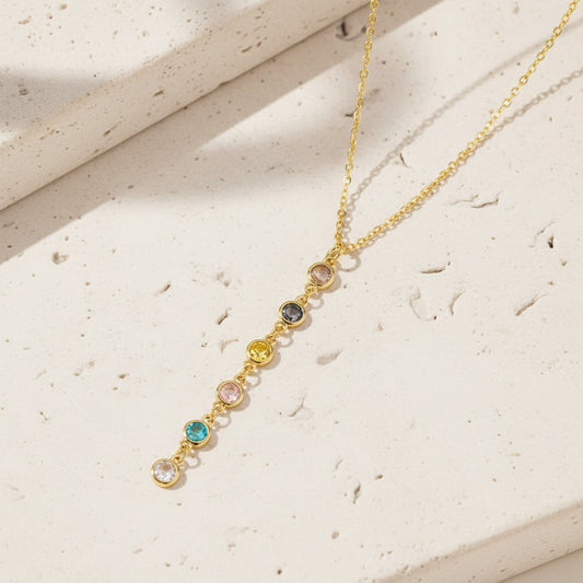 Custom 1-8 Birthstones Lariat Necklace