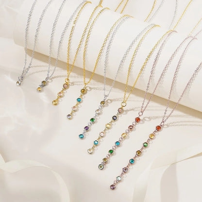 Custom 1-8 Birthstones Lariat Necklace