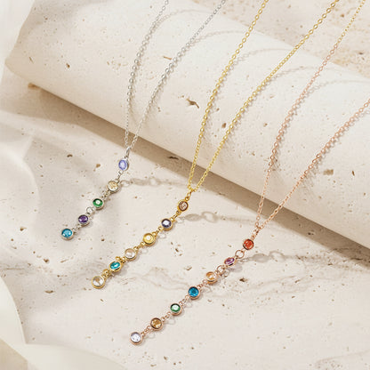 Custom 1-8 Birthstones Lariat Necklace