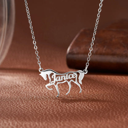 Personalized Name Horse Necklace